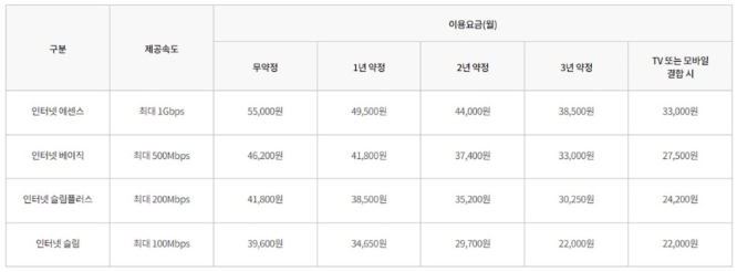 kt 인터넷 요금제 티비 결합 요금  올레 추천 